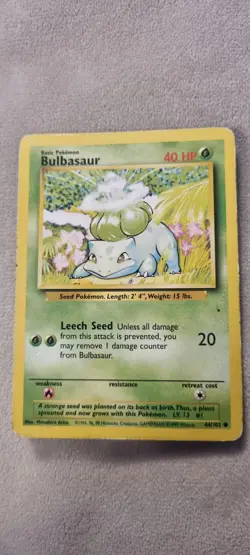 Bulbasaur - Pokemon TCG - MP - Common - Base Set 44/102 - Image 1