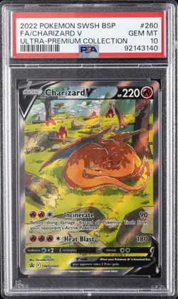 2022 POKEMON SWSH BLACK STAR PROMO #260 FULL ART/CHARIZARD V PSA 10 - Image 1