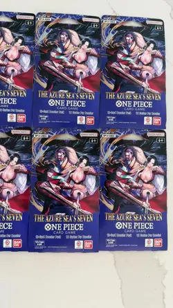 8 x One Piece OP14 - THE AZURE SEA’S SEVEN - Sleeved Blister Booster Packs Lot - Image 4