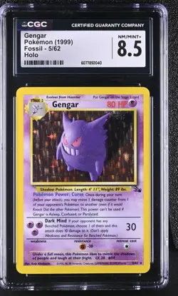 CGC 8.5 Gengar 1999 Fossil 5/62 Holo Pokemon Card - Image 1