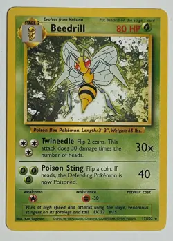 Beedrill 17/102 Base Set Rare Non-Holo Pokemon Card VG - Image 1
