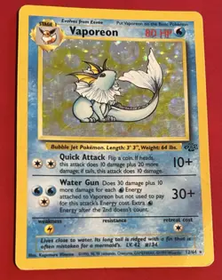 Pokemon Vaporeon Holo Card 12/64 Jungle Set, Heavily/Moderately Played - Image 1