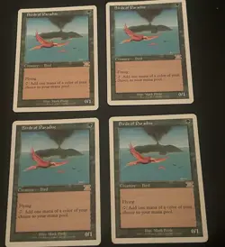 Magic MTG Birds of Paradise Classic 6th Edition PLAYSET x4 LP/MP Green Rare - Image 1
