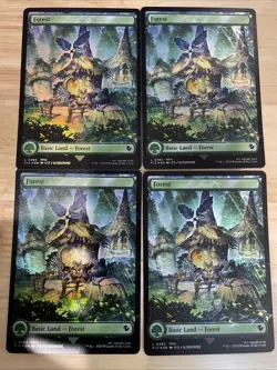 4x x4 MTG Forest (Chocobo Track Foil) #0482 Commander: Final Fantasy FIC NM/M - Image 1