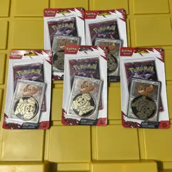 LOT of 5 PACKS! Pokemon Destined Rivals Single Pack Blister Eevee + Coin S108 - Image 1