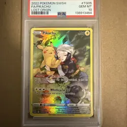 2022 POKEMON SWORD & SHIELD LOST ORIGIN #TG05 FULL ART/PIKACHU PSA 10 - Image 1