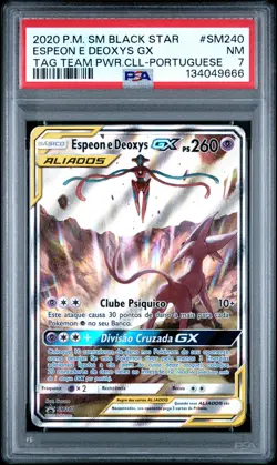 2020 POKEMON SM BLACK STAR PROMO #SM240 ESPEON E DEOXYS GX PSA 7 - Image 1