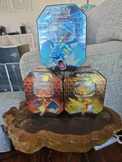 Pokemon Hidden Fates Tins Charizard Gyarados Raichu GX Boxes - Set of 3 - Image 1