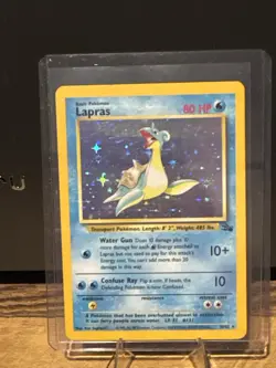 Pokemon Base Set Lapras Holo 10/62 Rare WOTC Fossil Vintage Foil LP - Image 1