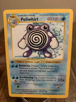 Pokemon Card - Poliwhirl Base Set (Shadowless) 1st Edition 38/102 Uncommon LP/NM - Image 1