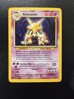 Pokemon TCG Alakazam Base Set Holo Unlimited Rare Card 1/102 LP - Image 1