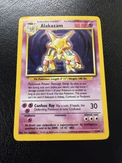 Pokemon TCG Alakazam Base Set Holo Unlimited Rare Card 1/102 LP - Image 2