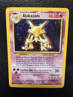 Pokemon TCG Alakazam Base Set Holo Unlimited Rare Card 1/102 LP - Image 3