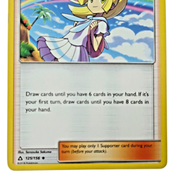 Pokemon Lillie Ultra Prism SM05 125/156 Uncommon Supporter Trainer Card Drawing - Image 3