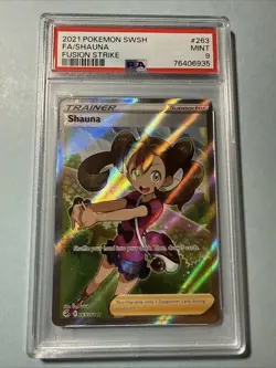 PSA 9 Shauna Fusion Strike Full Art Trainer 263/264 Pokemon Card 2021 MINT - Image 1