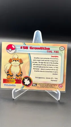 1999 Pokemon Topps TV Animation Series 1 Growlithe #58 Card LP - No Reserve! - Image 2