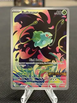 Pokemon TCG Mega Evolutions Stamped Promo Card Bulbasaur 133/132 Near Mint - Image 1