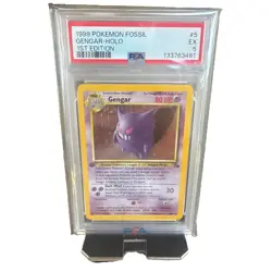GENGAR HOLO 1ST EDITION FOSSIL PSA 5 #5- 1999 POKEMON - Image 1