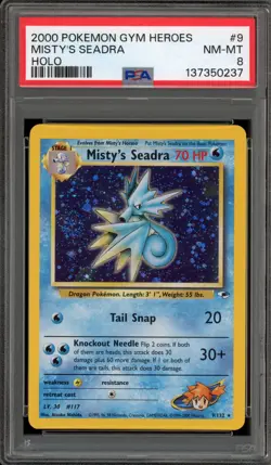 Pokemon Misty's Seadra Gym Heroes Unlimited Holo Rare #9 PSA 8 - Image 1