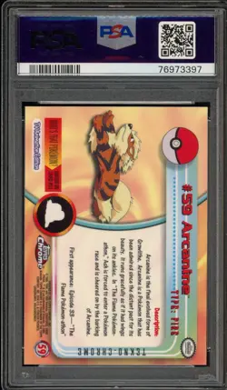 Pokemon Topps Chrome Arcanine Tekno #59 PSA 10 Gem Mint - Image 2