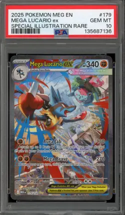 Pokemon Mega Lucario ex Mega Evolution Special Illustration Rare #179 PSA 10 - Image 1