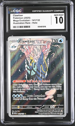 Clawitzer 141/132 Pokemon Mega Evolution Holo Illustration Rare CGC 10 GEM MINT - Image 1
