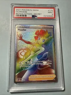 Pokemon PHOEBE Full Art Rainbow Battle Styles Holo #175 ~ PSA 9 - Image 1