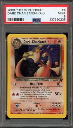 Pokemon Dark Charizard Team Rocket Unlimited Holo Rare #4 PSA 9 Mint - Image 1