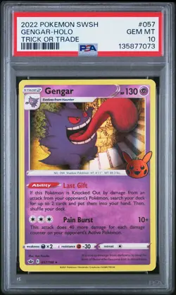 2021 POKEMON SWSH CHILLING REIGN TRICK OR TRADE 2022 #057 GENGAR-HOLO PSA 10 - Image 1
