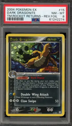 Pokemon Dark Dragonite EX Team Rocket Returns Reverse Holo Rare #15 PSA 8 - Image 1