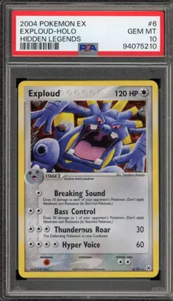 Pokemon Exploud EX Hidden Legends Holo Rare #6 PSA 10 Gem Mint - Image 1