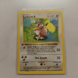 1999 First Edition Base Set Shadowless Farfetch’d Pokemon Card # 27/102 - Image 1