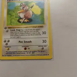 1999 First Edition Base Set Shadowless Farfetch’d Pokemon Card # 27/102 - Image 2