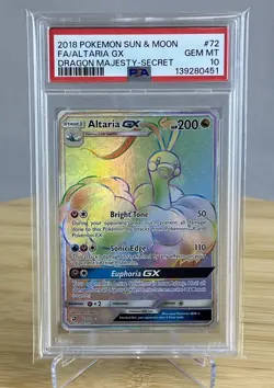 Altaria 72/70 GX PSA 10 Secret Rainbow Rare Full Art 2018 Pokemon - Image 1