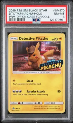 2019 POKEMON SM BLACK STAR PROMO | DETECTIVE PIKACHU PSA 8 - Image 1