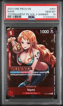 2023 ONE PIECE PROMOS TOURNAMENT PACK VOL.3-WINNER #007 NAMI PSA 10 - Image 1
