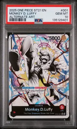 PSA 10 - 2025 ONE PIECE STARTER DECK ST21-EX GEAR 5 001 MONKEY D. LUFFY ALT ART - Image 1