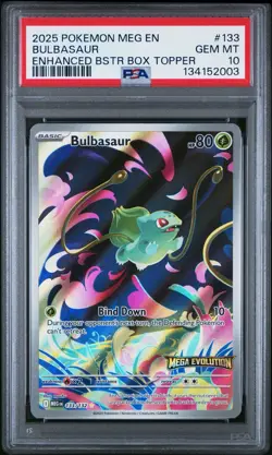 Pokemon Stamped Mega Evolution Bulbasaur Promo Card 133/132 2025 PSA 10 Enhanced - Image 2