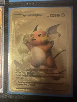 Raichu Super Fire-breathing Dragon Gold Metal Card 132540HP Pokemon TCG - Image 1