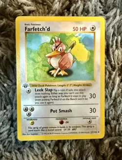 Pokemon TCG Farfetch'd Base Set 27/102 Regular 1st Edition Shadowless Card - Image 1