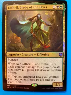 MTG 1x FOIL Lathril, Blade of the Elves # 1 Kaldheim Commander Magic the x1 NM - Image 1