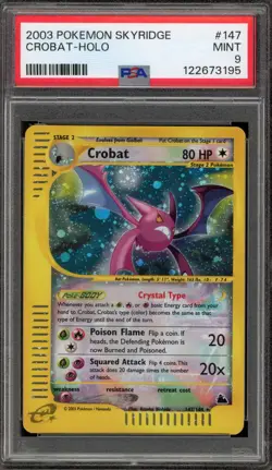 Pokemon Crobat Skyridge Crystal Holo Secret Rare #147 PSA 9 Mint - Image 1