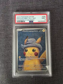 2023 Pokemon Van Gogh SVP Pikachu Grey Felt Hat #085 PSA 9 MINT - Image 1