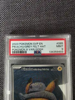 2023 Pokemon Van Gogh SVP Pikachu Grey Felt Hat #085 PSA 9 MINT - Image 2
