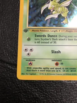 B6 1999 Pokemon TCG Scyther Jungle 1st Edition Holo Rare 10/64 - Image 5