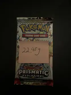 22.45g VERY HEAVY Prismatic Evolutions Pokemon Sealed Booster Pack New - Image 3