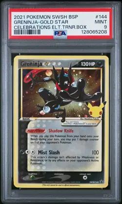 2021 POKEMON SWSH BLACK STAR PROMO #144 GRENINJA-GOLD STAR PSA 9 - Image 1