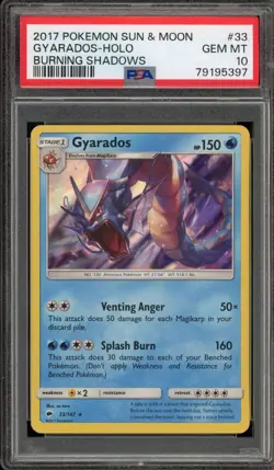 Pokemon Gyarados Burning Shadows Holo Rare #33 PSA 10 Gem Mint - Image 1