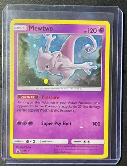 Mewtwo SM77 Holo Black Star Promo COSMOS SWIRL 🌀 - Sun and Moon Pokemon TCG - Image 1