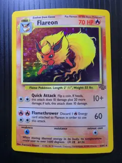 Pokemon TCG Flareon Jungle 3/64 Holo Unlimited Holo Rare - Image 1